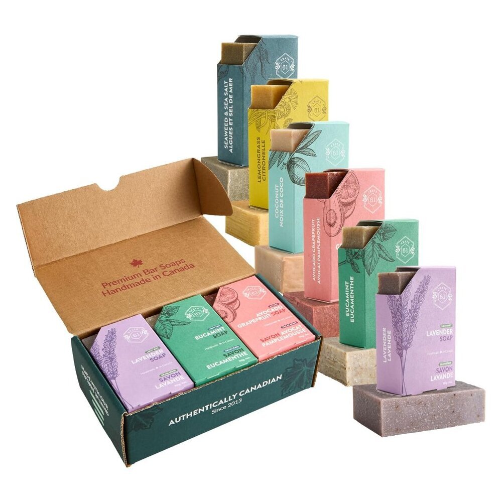 Crate 61, Handmade in Canada, Plant Based Cold Process Natural Bar Soap, With Pr